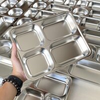 Khay Cơm 4 Ngăn Sâu Nhỏ Inox 304 ( 22 x 28 x 4cm) - Hưng Thuận Phát