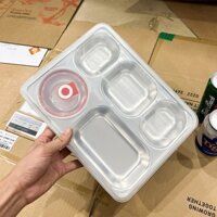 Khay cơm 5 ngăn sâu lòng có bát canh chống tràn