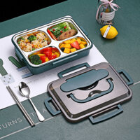 Khay cơm giữ nhiệt 4 ngăn INOX 304, hộp cơm văn phòng giữ nhiệt tốt, chất liệu an toàn với sức khỏe