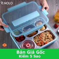 Khay Cơm Inox 304 5 Ngăn - Khay Có Nắp Nhựa PP Cùng Các Khớp Khóa Giữ Nhiệt - Màu Ngẫu Nhiên 💖 IMP Mart