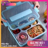Khay Cơm Inox 304 5 Ngăn - Khay Có Nắp Nhựa PP Cùng Các Khớp Khóa Giữ Nhiệt - Màu Ngẫu Nhiên 💖 MTZ Official