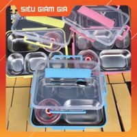 Khay Cơm Inox 304 5 Ngăn - Khay Có Nắp Nhựa PP Cùng Các Khớp Khóa Giữ Nhiệt - Màu Ngẫu Nhiên 💖  - NNT Mart