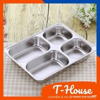 Khay Cơm Inox 304-Khay Cơm Inox Sâu Lòng 4 Ngăn Cao Cấp