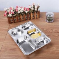 Khay cơm inox 5 ngăn có nắp inox KT 290x230x46 mm