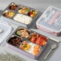 Khay cơm inox 5 ngăn có nắp