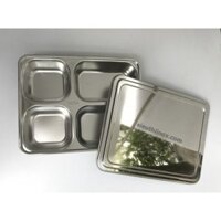 Khay cơm inox sâu lòng có nắp cao cấp (tặng kèm thìa)