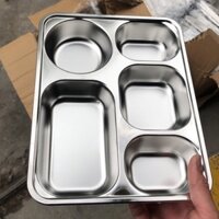 Khay cơm phần 5 ngăn inox 304 loại dày đựng thức ăn