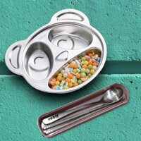 Khay cơm,khay ăn dặm cho các bé inox 304 cao cấp 100% ( tặng hộp thìa đũa bear)