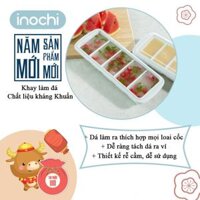 Khay đá 5 viên dành cho tủ lạnh có nắp đậy kèm hộp đựng đá tiện lợi kháng khuẩn Kari inochi - Trắng ngọc
