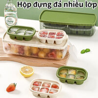 Khay đá đáy mềm mùa hè có nắp đậy, Khuôn làm đá viên cấp thực phẩm Hộp đựng đá tủ lạnh