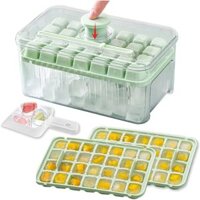 Khay Đá Mini Cho Tủ Đông, Khay Đá Viên Có Nắp Và Thùng, 2 Gói 56 Chiếc Khuôn Đá Nhỏ Có Muỗng Đá Cho Whisky, Cocktail, Cà Phê Và Trẻ Em DIY