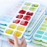 Khay đá silicon có nắp đậy 14 viên, Khay đựng đá tủ lạnh, Khay làm đá thạch kem bảo quản chống mùi tuyệt đối