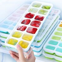 Khay đá silicon có nắp đậy 14 viên, Khay đựng đá tủ lạnh, Khay làm đá thạch kem bảo quản chống mùi tuyệt đối