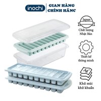 Khay đá - vỉ làm đá tủ lạnh khay 10 thanh có nắp đậy bằng nhựa nguyên sinh karu inochi Nhật Bản chính hãng cao cấp KLD01 - Xanh bạc hà