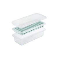 Khay đá - vỉ làm đá tủ lạnh khay 10 thanh có nắp đậy bằng nhựa nguyên sinh karu inochi Nhật Bản chính hãng cao cấp KLD01 - Xanh nhạt