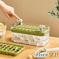 Khay đá viên có nắp và thùng Hộp đựng máy làm đá có thìa đá Khay làm đá Khuôn làm đá cho tủ đông