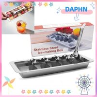 Khay đá viên DAPHS, Dễ dàng làm sạch Máy làm đá viên bằng thép không gỉ, Khay đá kim loại đa năng tự làm đông lạnh nhanh có cần gạt nhà bếp & quầy Bar