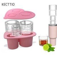 Khay đá viên KECTTIO, Khuôn làm đá viên hình trụ 3 khoang, Máy làm đá viên có thể tái sử dụng bằng silicon cho cốc 20-40oz cho cốc cốc đựng cốc