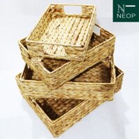 Khay Đan Lục Bình NEOP - Đựng Đồ Dùng Nhiều Kích Thước - Màu Tự Nhiên Vintage