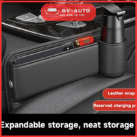 Khay để đồ khe ghế mẫu mới hot nhất 2024 chất liệu da PU cao cấp kèm giá đỡ cốc nước tiện dụng by DV Auto