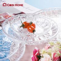 Khay, dĩa bằng nhựa trong có vân giống thủy tinh đựng trái cây, bánh kẹo trang trí bàn ăn - nhiều size - 15cm