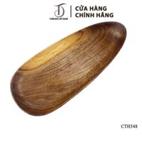 Khay Đĩa HAHANCO [CTH548] Gỗ Óc Chó Nhập Khẩu Mỹ Nguyên Khối Hình Hạt Dưa Đựng Đồ Ăn Decor