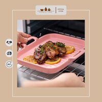 Khay đĩa sứ nướng chữ nhật có tay cầm dài 19.5cm chịu nhiệt tốt cao cấp xuất khẩu - nhiều màu - Ceramics Fiber
