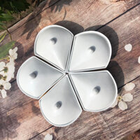 Khay đồ ăn, khay mứt kẹo gốm sứ Bát Tràng cao cấp bộ Hoa Khế năm cánh men trắng vẽ