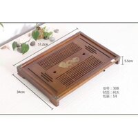 Khay đựng ấm chén có khay nhựa đựng nước dưới đáy dài 52cm, rộng 34cm, cao 5.5cm