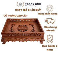 KHAY ĐỰNG ẤM CHÉN GỖ HƯƠNG - KHAY TRÀ CHÂN QUỲ GỖ HƯƠNG TA trạm khắc tinh xảo