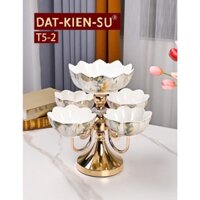 KHAY ĐỰNG BÁNH KẸO HOA QUẢ SỨ XƯƠNG CAO CẤP SANG TRỌNG VÂN ĐÁ 3 TẦNG, 5 TẦNG