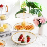 Khay đựng bánh kẹo, hoa quả sứ trắng hình tròn mẫu mới