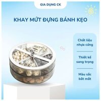 Khay đựng bánh kẹo hoa quả sang trọng nhiều ngăn hình tròn nắp gấu, hộp đựng mứt tết, hoa quả