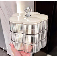 Khay đựng bánh kẹo mứt tết 3 tầng nhựa vân sọc decor trang trí bàn ăn sang trọng