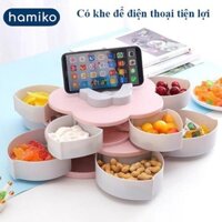 KHAY ĐỰNG BÁNH KẸO TẾT/ KHAY MỨT XOAY 5 CÁNH có giá để điện thoại