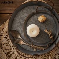 Khay đựng bánh mì JURHOMIE Thủ công bằng sắt thủ công có tay cầm Khay trang trí