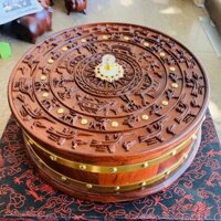 Khay đựng bánh mứt kẹo trống đồng gỗ hương hàng đẹp