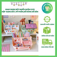 Khay Đựng Bút Cute Đa Năng Nhiều Ngăn Tặng Sticker Để Đồ Dùng Cá Nhân Thông Minh