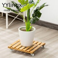 Khay đựng chậu hoa YYLINGX, vuông 360° Chân đế lăn cây có thể tháo rời, Giá treo cây cảnh di chuyển bằng gỗ sáng tạo