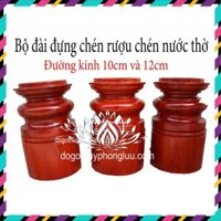 Khay đựng chén rượu chén nước, Bộ đài thờ gỗ gụ hương nguyên khối