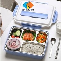 Khay đựng cơm 5 ngăn khay đựng thức ăn hộp cơm văn phòng Inox cao cấp trống tràn
