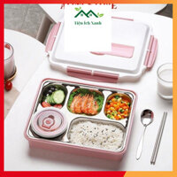 Khay đựng cơm 5 ngăn khay đựng thức ăn  cơm văn phòng Inox cao cấp trống tràn