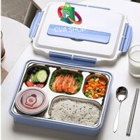 Khay đựng cơm 5 ngăn khay đựng thức ăn văn phòng inox cao cấp chống tràn