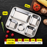 Khay đựng cơm chia phần bằng inox 5 ngăn không nắp, Khay cơm inox 5 ngăn cao cấp không gỉ - Tân An An