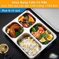 Khay Đựng Cơm Inox 304 Cao Cấp – 4 Ngăn & 5 Ngăn, Có Nắp, Sang Trọng, Dễ Vệ Sinh SSGP