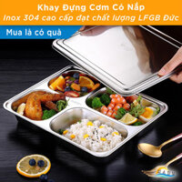 Khay Đựng Cơm Inox 304 Cao Cấp - 5 Ngăn, 4 Ngăn, Có Nắp, Chia Ngăn Tiện Lợi, Chống Gỉ, Sáng Bóng, Dễ Vệ Sinh SSGP