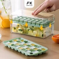 Khay đựng đá thông minh ấn nhẹ là tách đá, khay làm đá tủ lạnh nhựa FEEKA có hộp và nắp để tủ lạnh xếp chồng kèm hộp