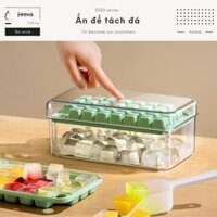 Khay đựng đá thông minh ấn nhẹ là tách đá, khay làm đá tủ lạnh nhựa FEEKA có hộp và nắp để tủ lạnh xếp chồng kèm hộp