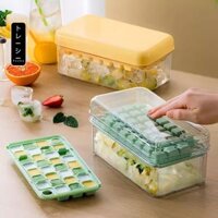 Khay đựng đá thông minh ấn nhẹ là tách đá, khay làm đá tủ lạnh nhựa FEEKA có hộp và nắp để tủ lạnh xếp chồng kèm hộp