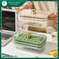 Khay đựng đá viên có nắp đậy và thùng 64 Lưới Silicon hai lớp Khuôn làm muỗng để tủ đông 【Wyomingt060】
